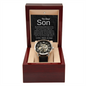 New Price Cut for Today. To Our Son, Remarkable Young Man - Strength, Wisdom & Courage - Openwork Watch, Case, and Message Card