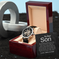 New Price Cut for Today. To Our Son, Remarkable Young Man - Strength, Wisdom & Courage - Openwork Watch, Case, and Message Card