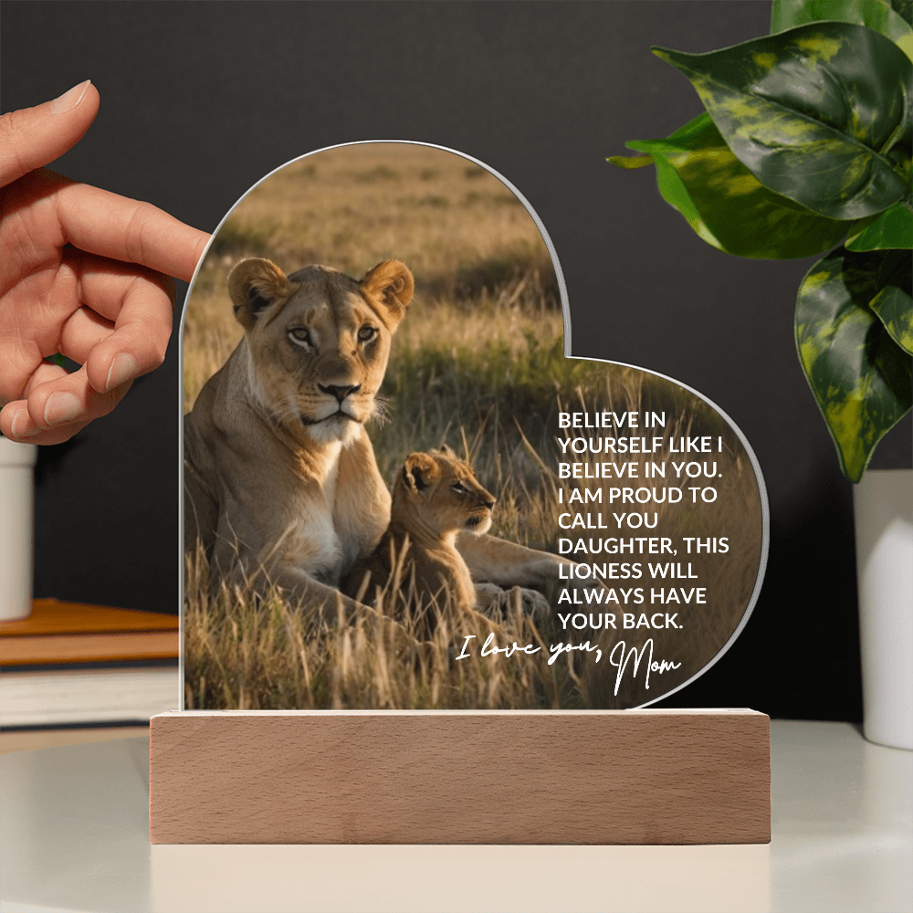 To My Daughter – Lioness Acrylic Plaque | A Mother's Love & Strength