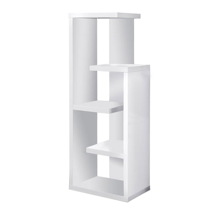 Modern Offsetting Open Shelves Bookcase - White