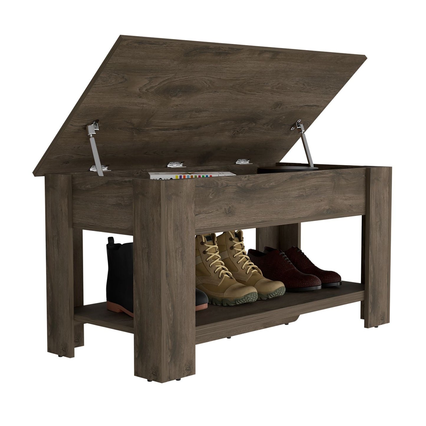 Versatile Storage Table with Lower Shelf - Stylish Dark Brown Finish for All Your Organizational Needs